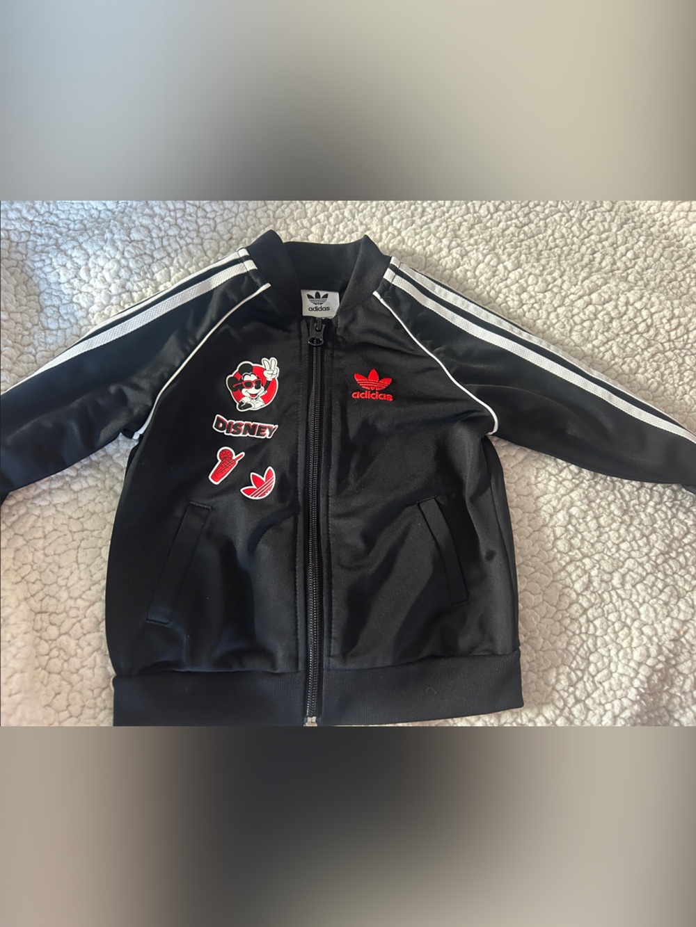 adidas Black Track Jacket with Red Disney Accents